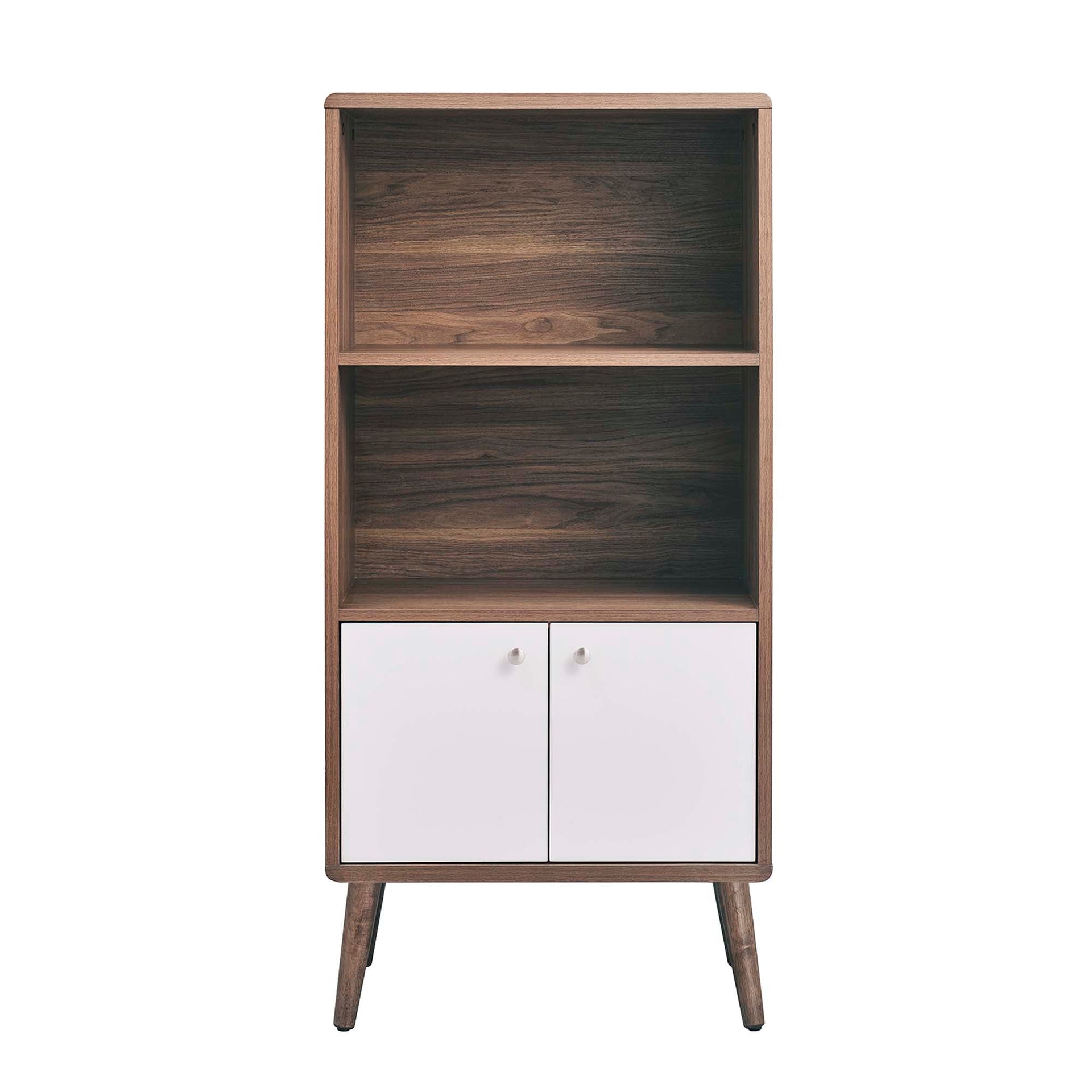 Koru Bookcase with Cabinet Storage - Walnut White Denmark Home