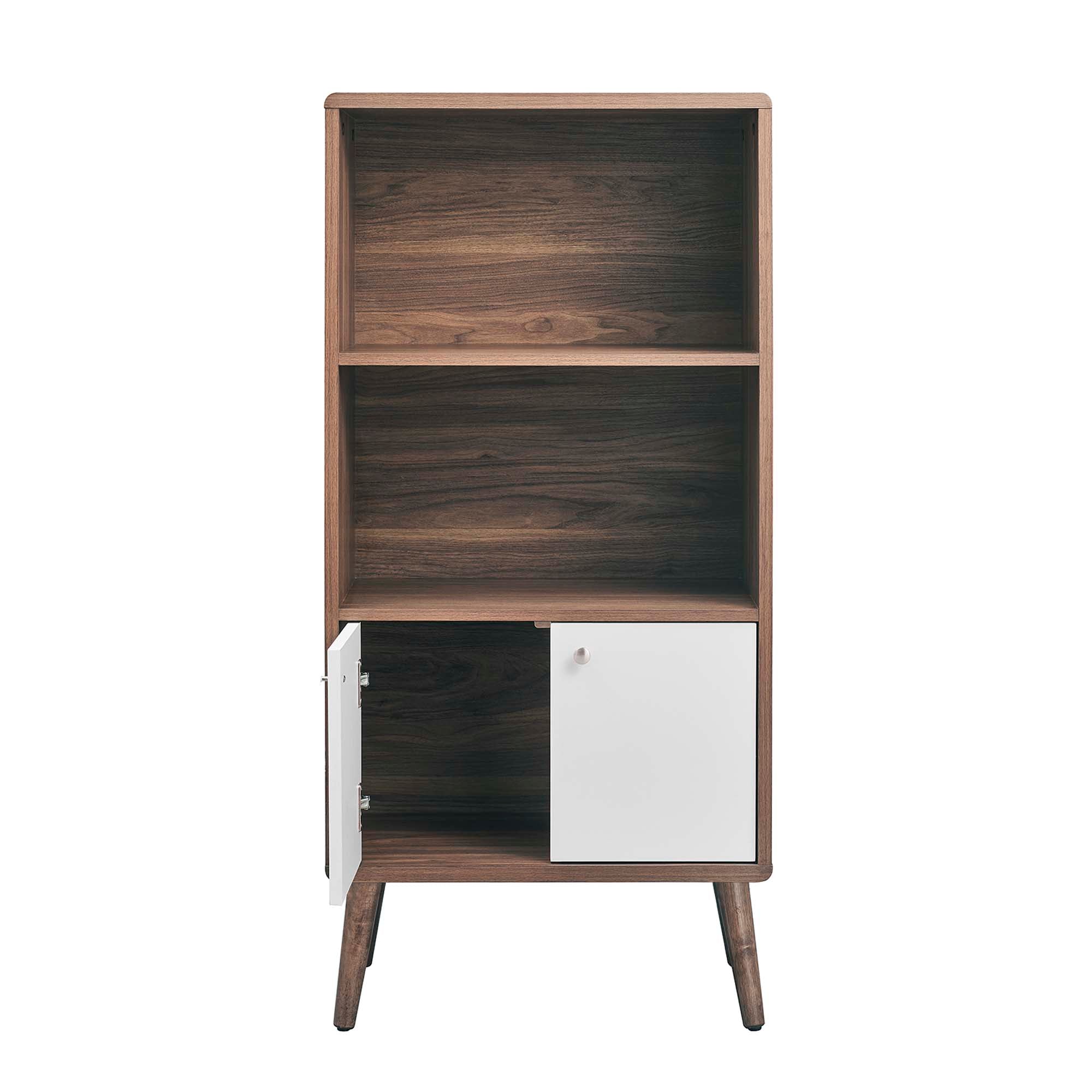 Koru Bookcase with Cabinet Storage - Walnut White Denmark Home