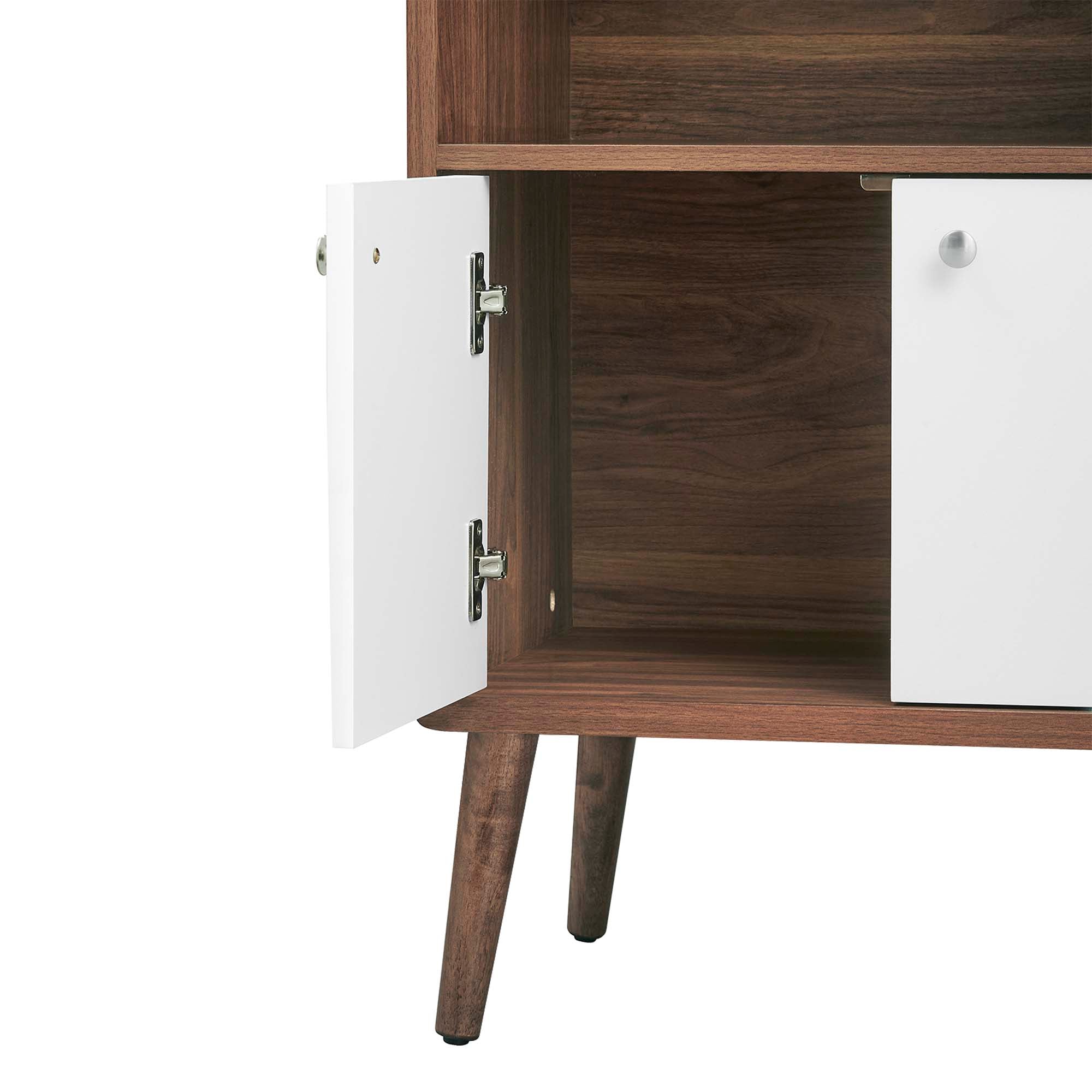 Koru Bookcase with Cabinet Storage - Walnut White Denmark Home