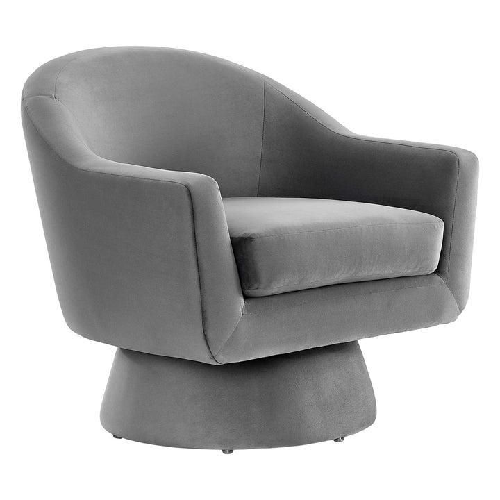 Seveno Performance Velvet Swivel Accent Chair – Grey Denmark Home