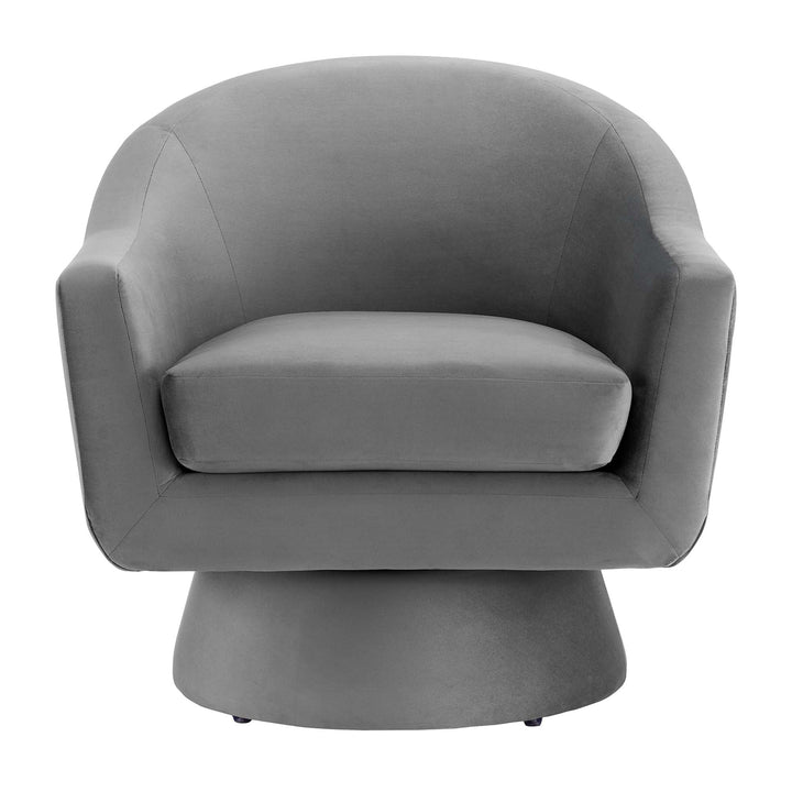 Seveno Performance Velvet Swivel Accent Chair – Grey Denmark Home