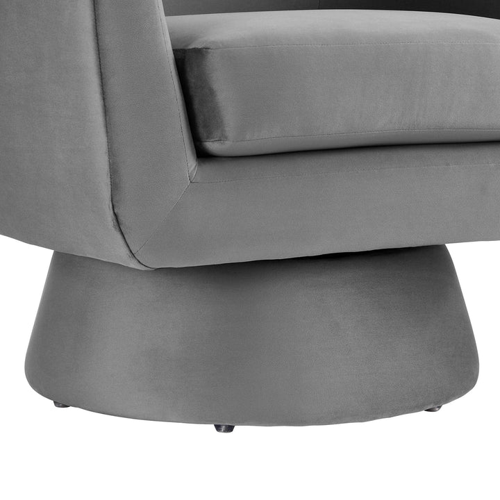 Seveno Performance Velvet Swivel Accent Chair – Grey Denmark Home