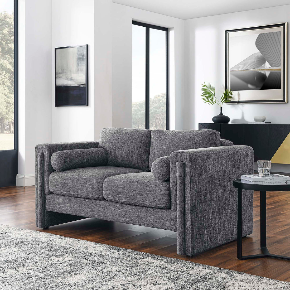 Arvion Fabric Upholstered Loveseat - Gray