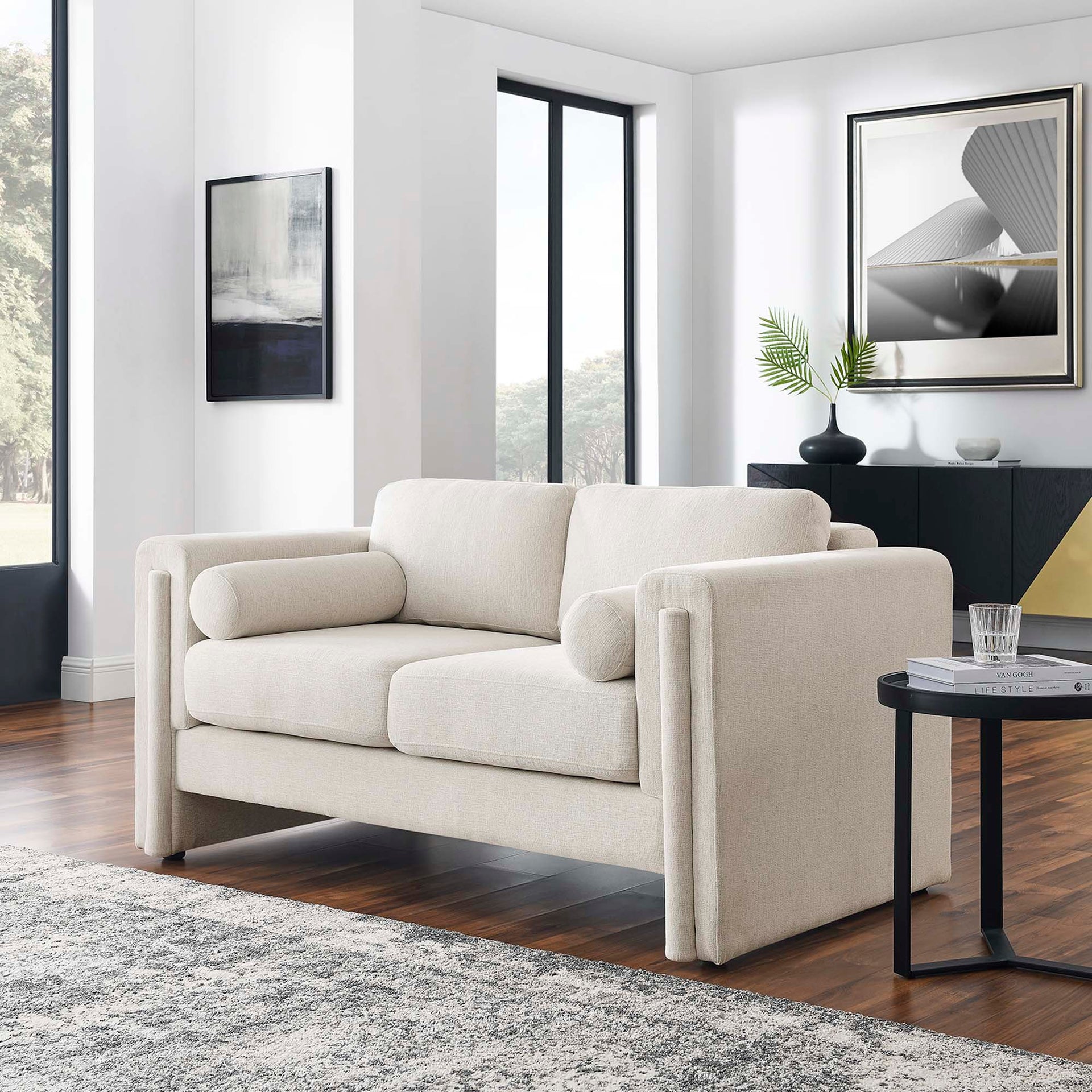 Arvion Fabric Upholstered Loveseat - Ivory