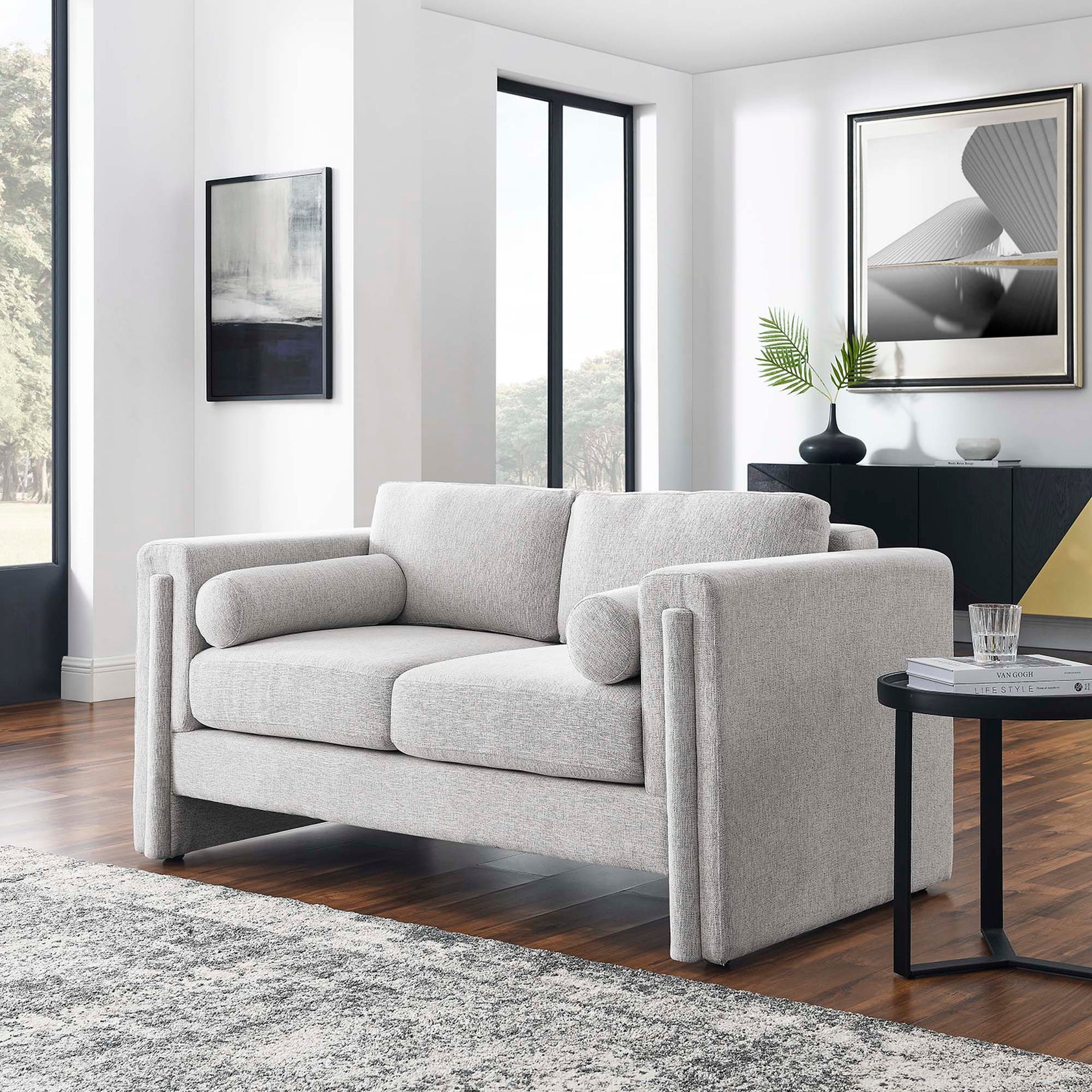 Arvion Fabric Upholstered Loveseat - Light Gray