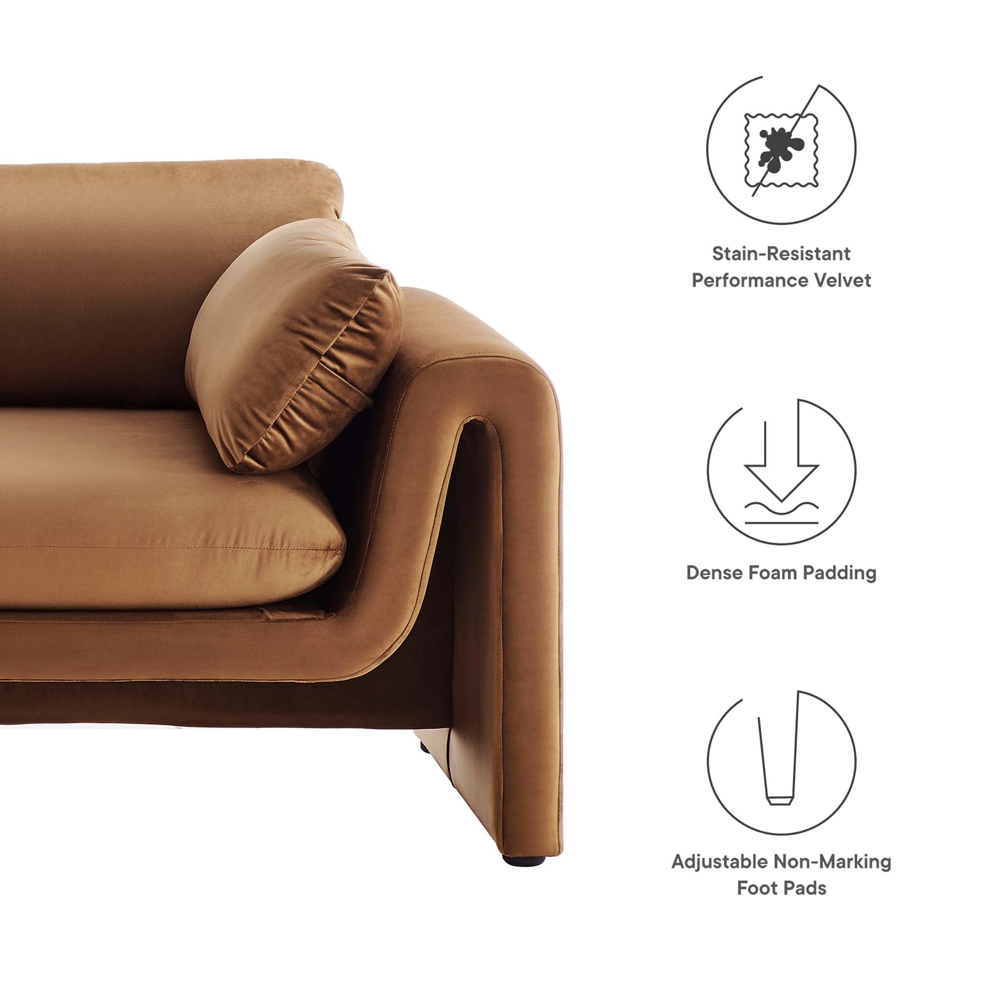 Kaelum Sofa – Performance Velvet Curved Design Denmark Home