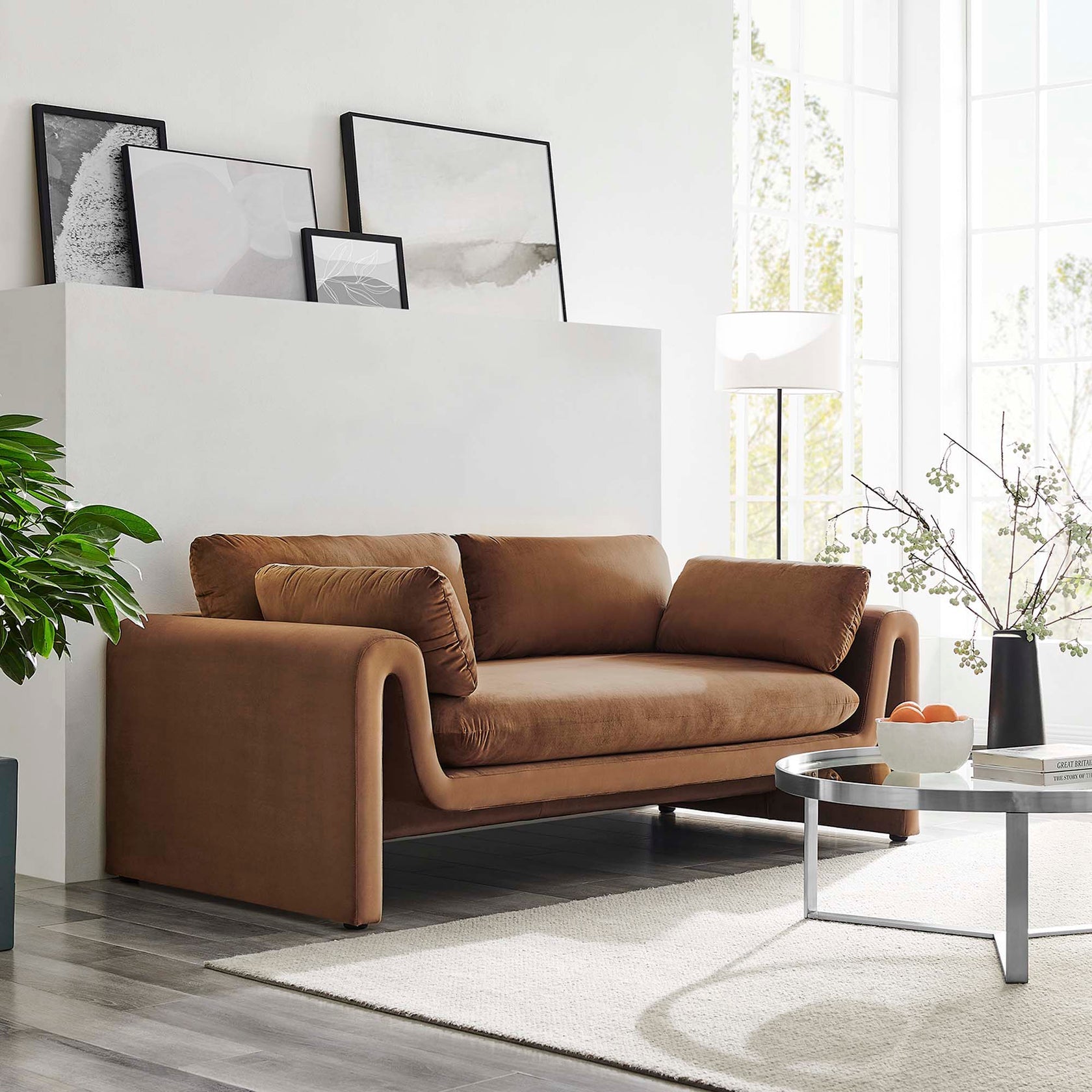 Kaelum Sofa – Performance Velvet Curved Design Denmark Home