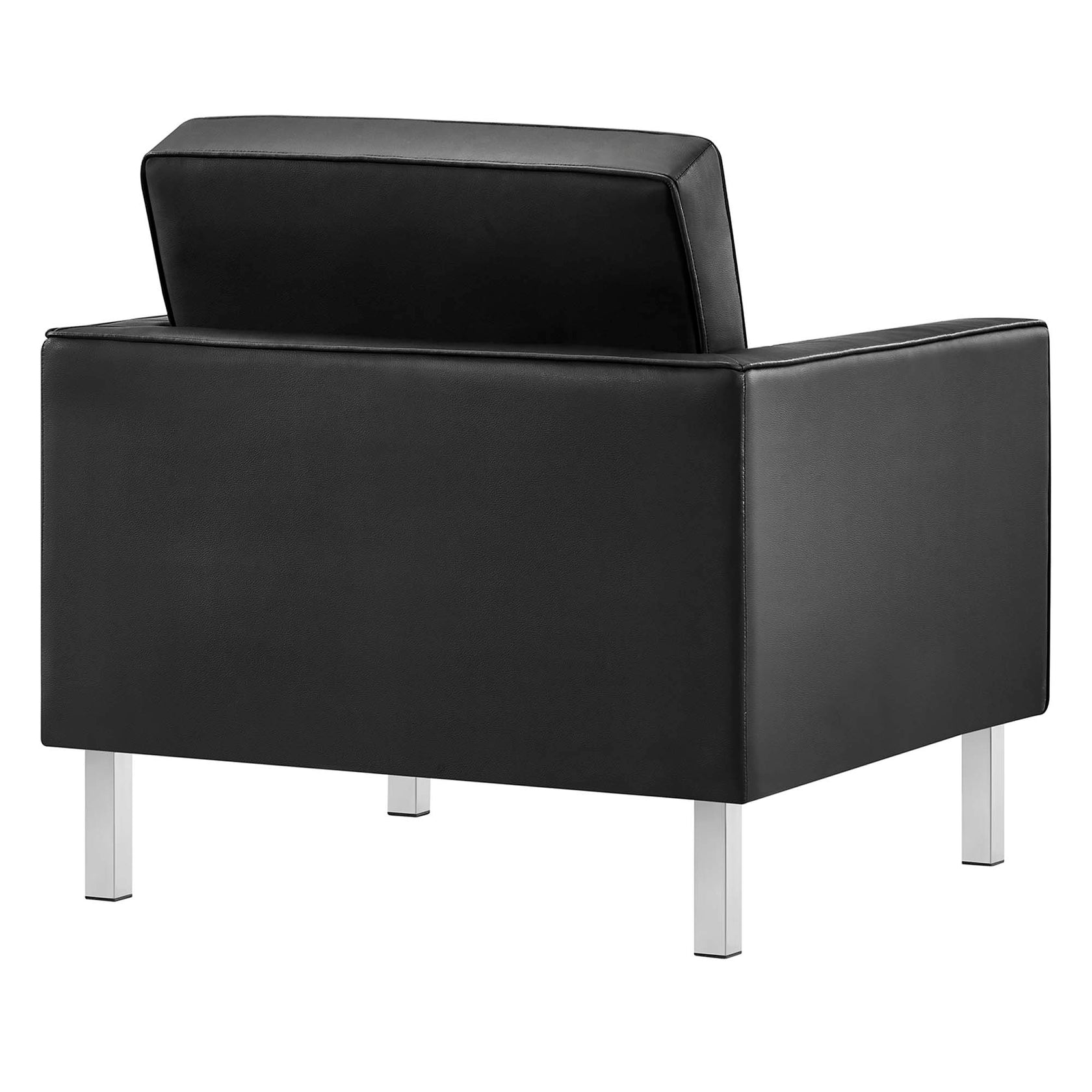 Iona Vegan Leather Armchair and Ottoman Set –  Silver Black Denmark Home