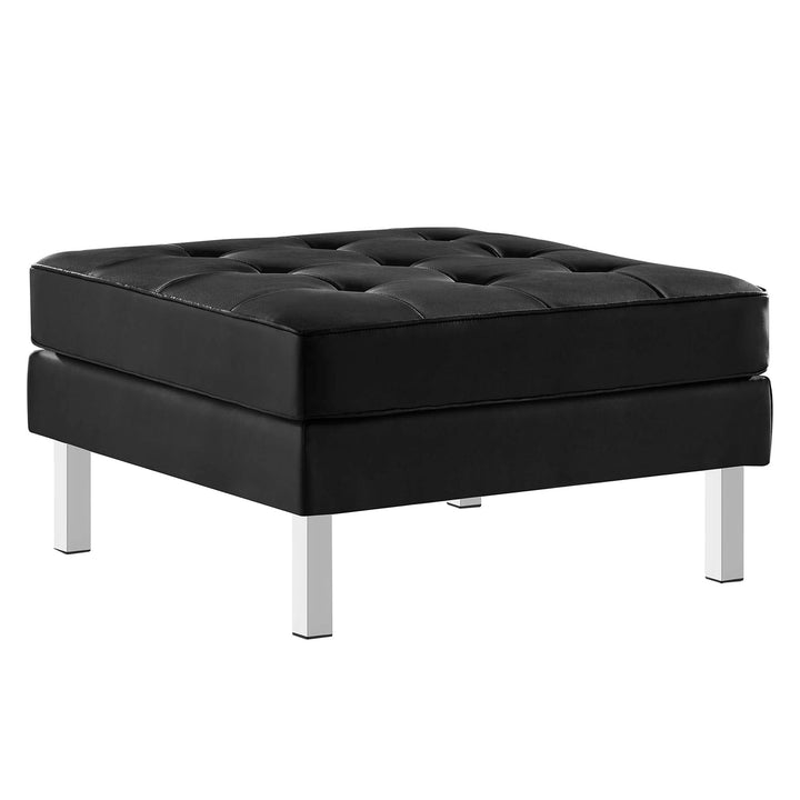 Iona Vegan Leather Armchair and Ottoman Set –  Silver Black Denmark Home