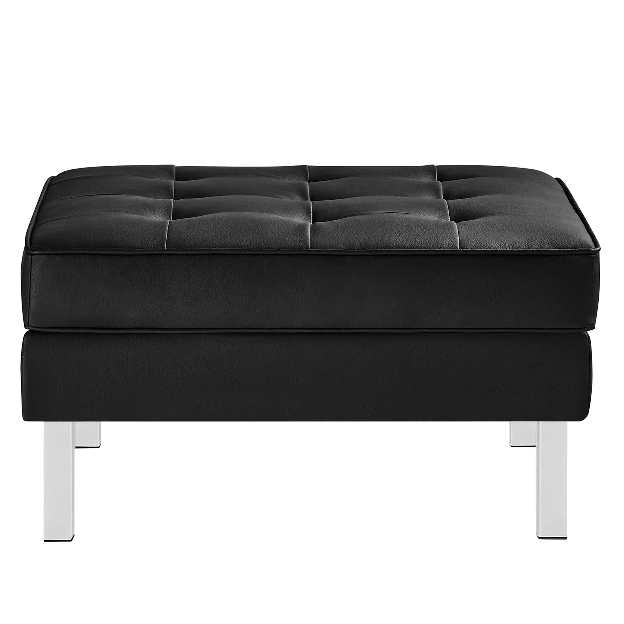 Iona Vegan Leather Armchair and Ottoman Set –  Silver Black Denmark Home