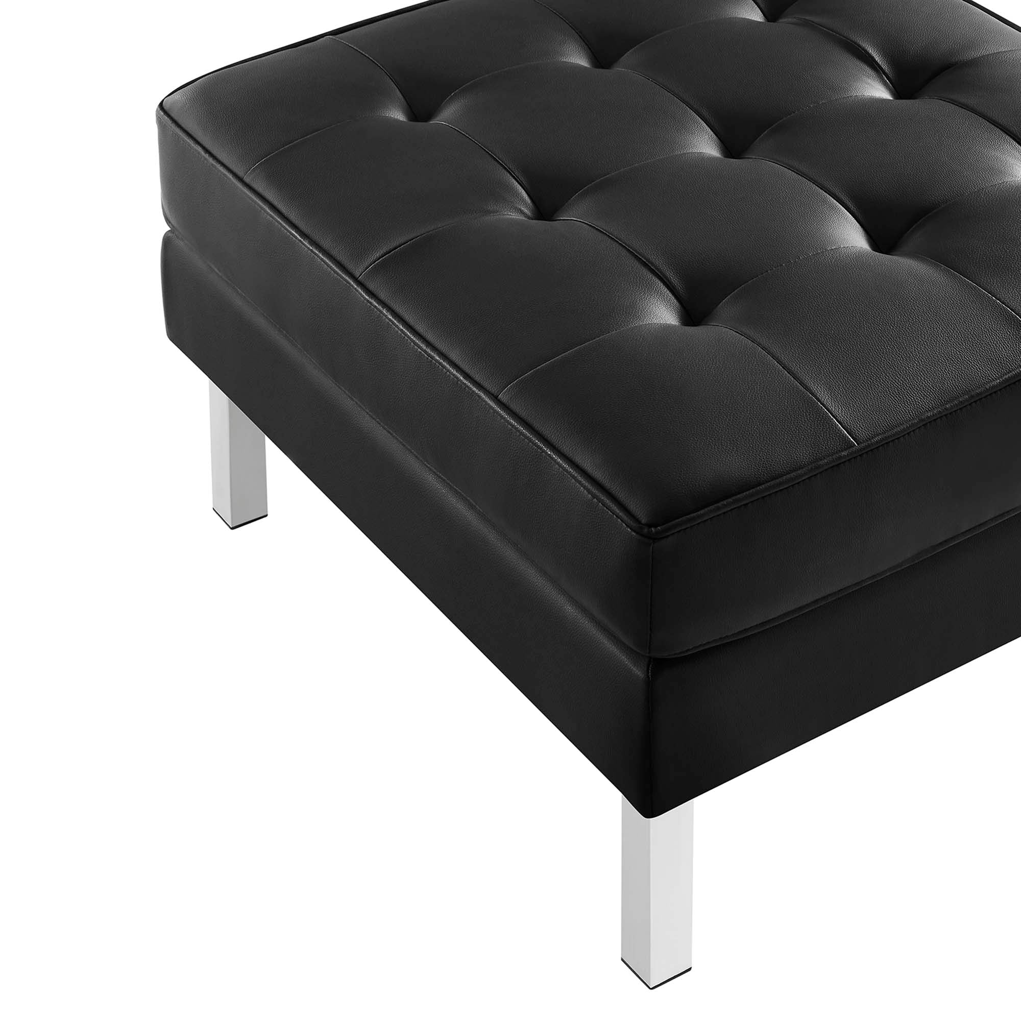Iona Vegan Leather Armchair and Ottoman Set –  Silver Black Denmark Home