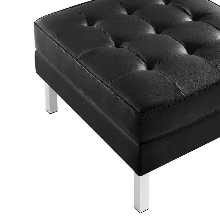 Iona Vegan Leather Armchair and Ottoman Set –  Silver Black Denmark Home