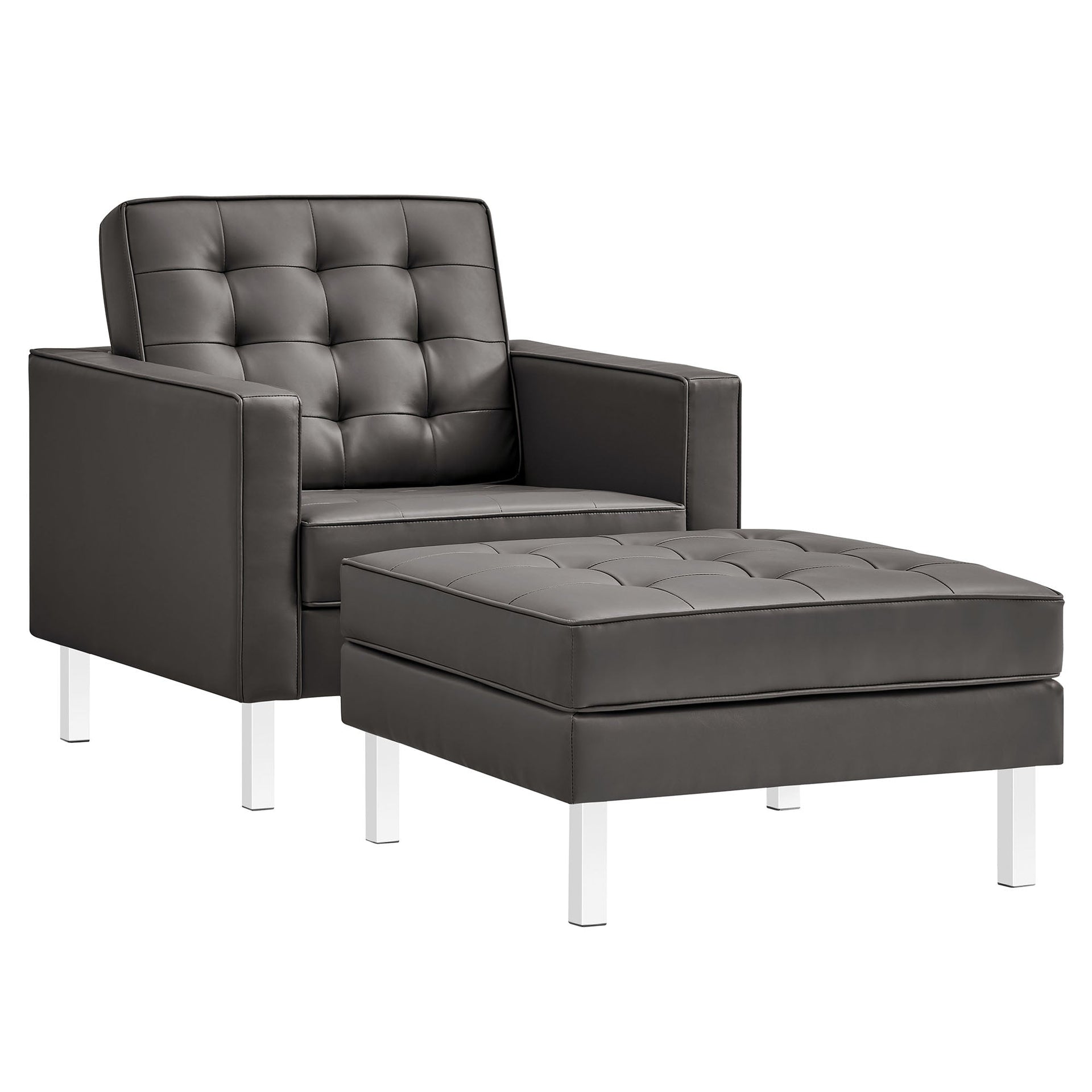 Iona Armchair and Ottoman Set – Silver Gray Denmark Home