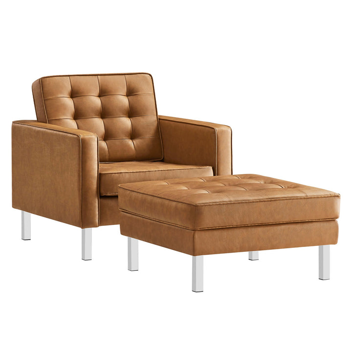 Iona Vegan Leather Armchair and Ottoman Set –  Silver Black (Copy) Denmark Home