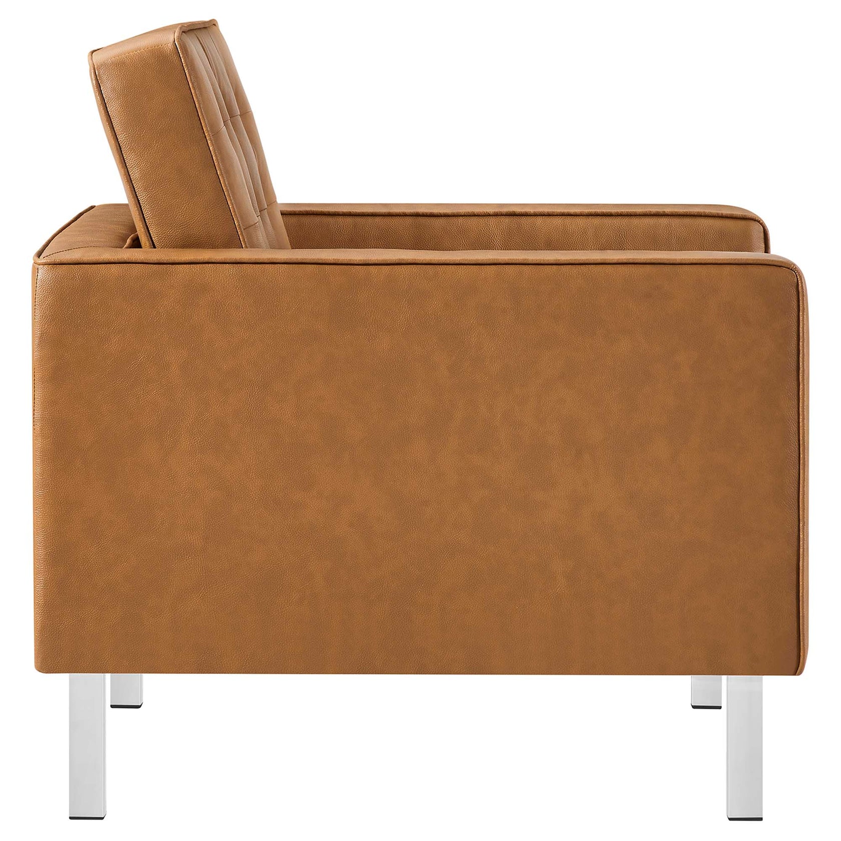 Iona Vegan Leather Armchair and Ottoman Set –  Silver Tan Denmark Home