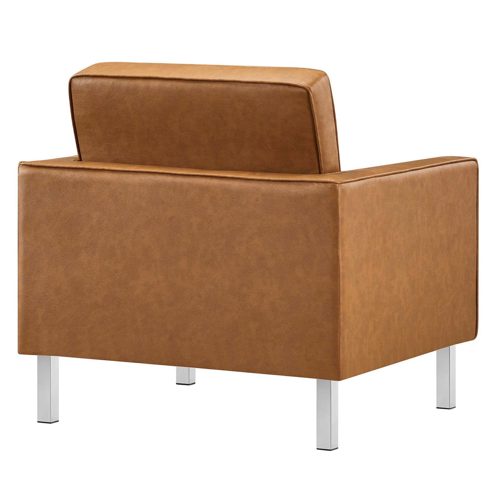 Iona Vegan Leather Armchair and Ottoman Set –  Silver Tan Denmark Home
