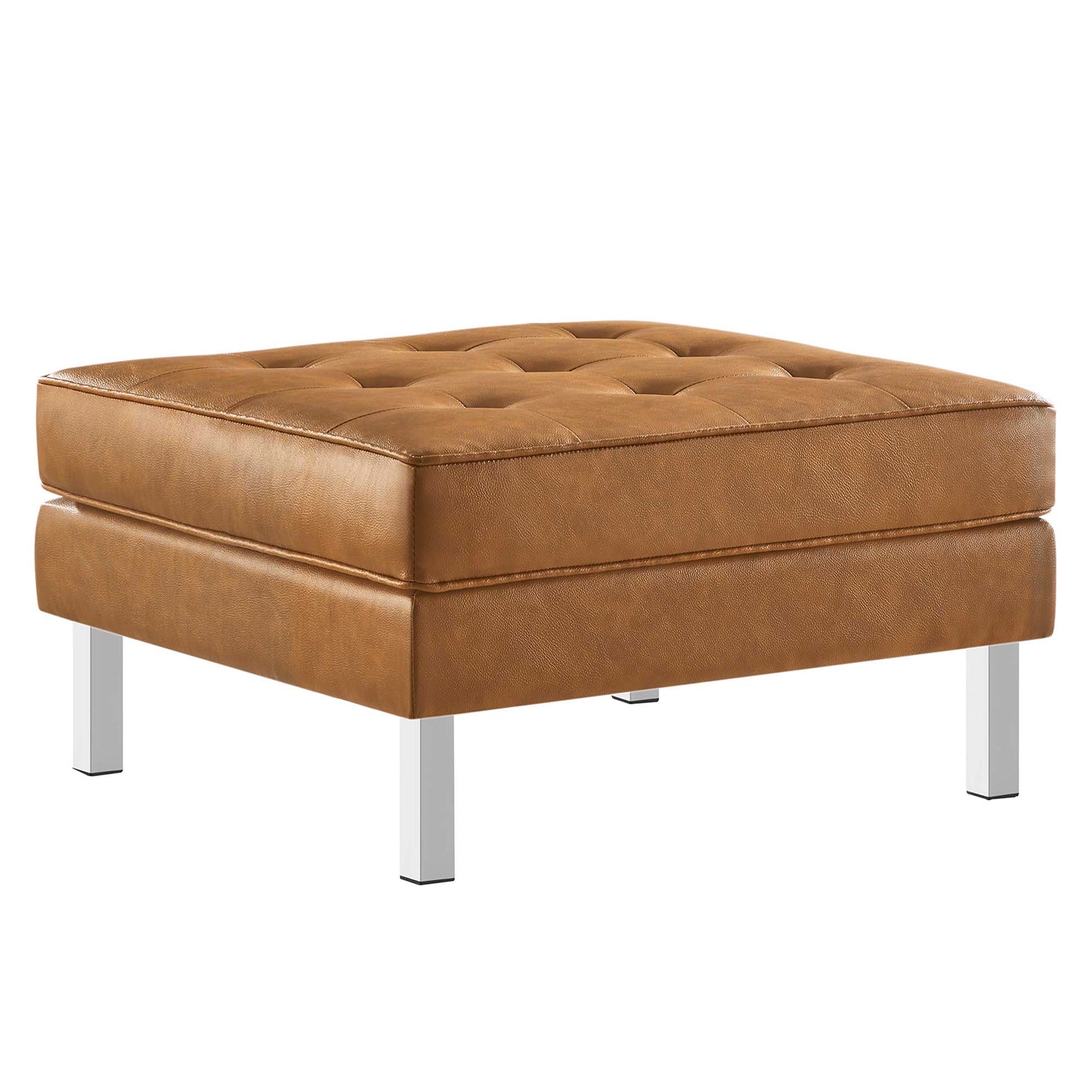 Iona Vegan Leather Armchair and Ottoman Set –  Silver Tan Denmark Home