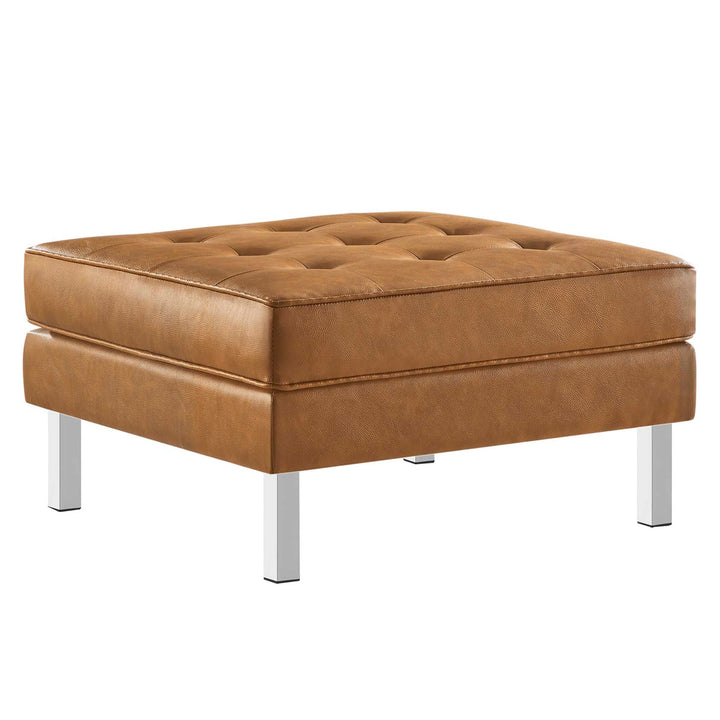Iona Vegan Leather Armchair and Ottoman Set –  Silver Tan Denmark Home