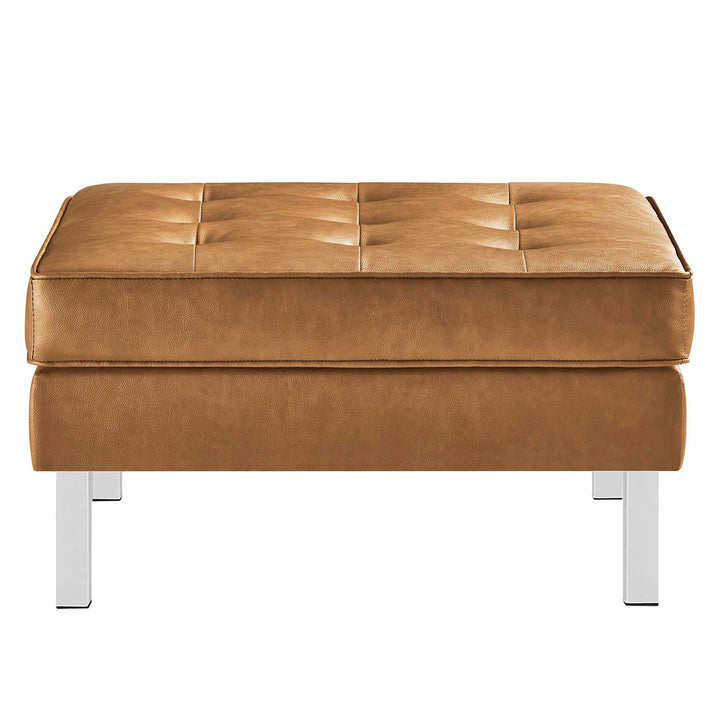 Iona Vegan Leather Armchair and Ottoman Set –  Silver Tan Denmark Home
