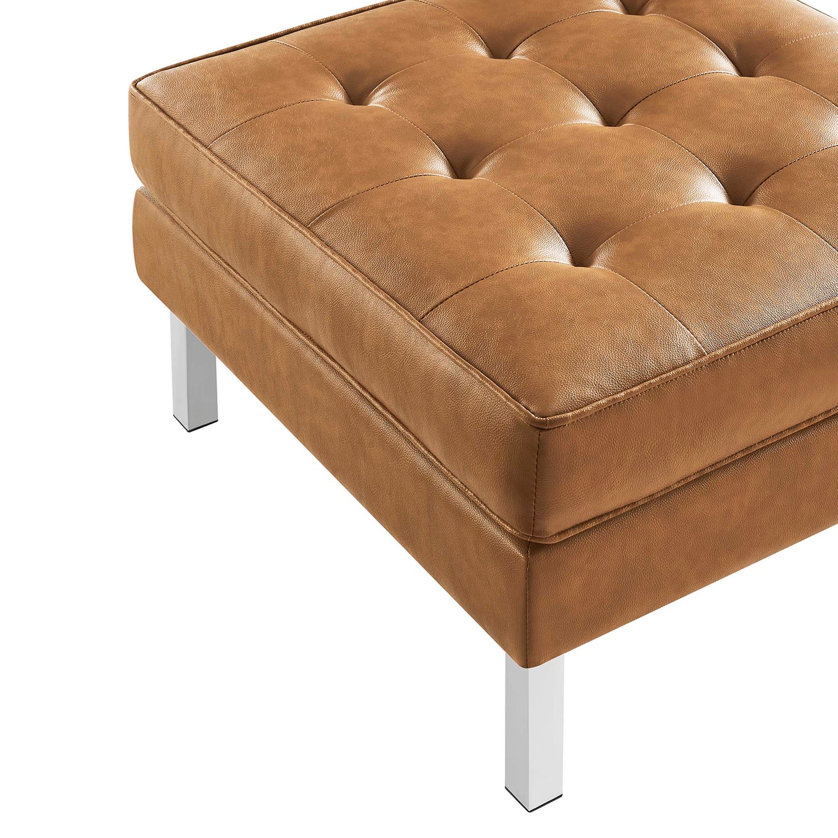 Iona Vegan Leather Armchair and Ottoman Set –  Silver Tan Denmark Home