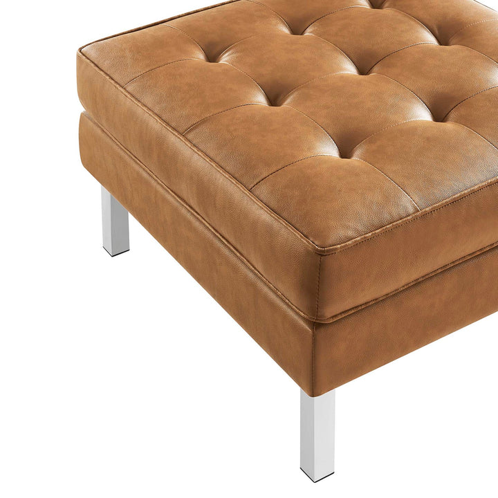 Iona Vegan Leather Armchair and Ottoman Set –  Silver Tan Denmark Home