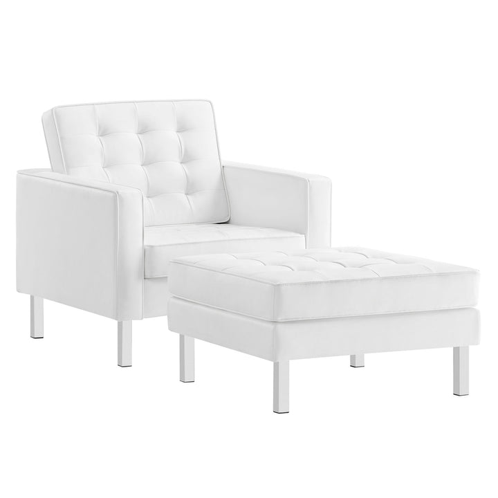 Iona Vegan Leather Armchair and Ottoman Set –  Silver Tan (Copy) Denmark Home