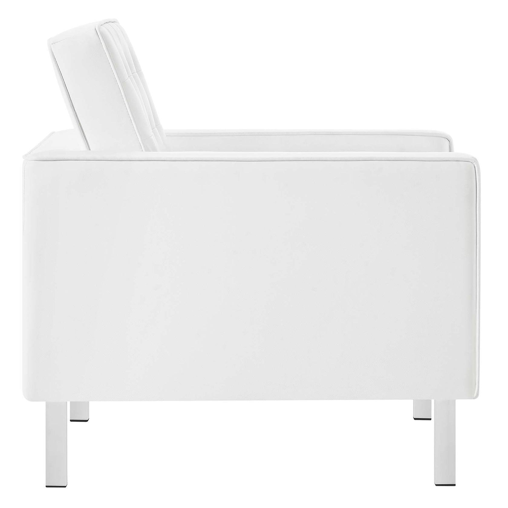 Iona Vegan Leather Armchair and Ottoman Set –  Silver White Denmark Home