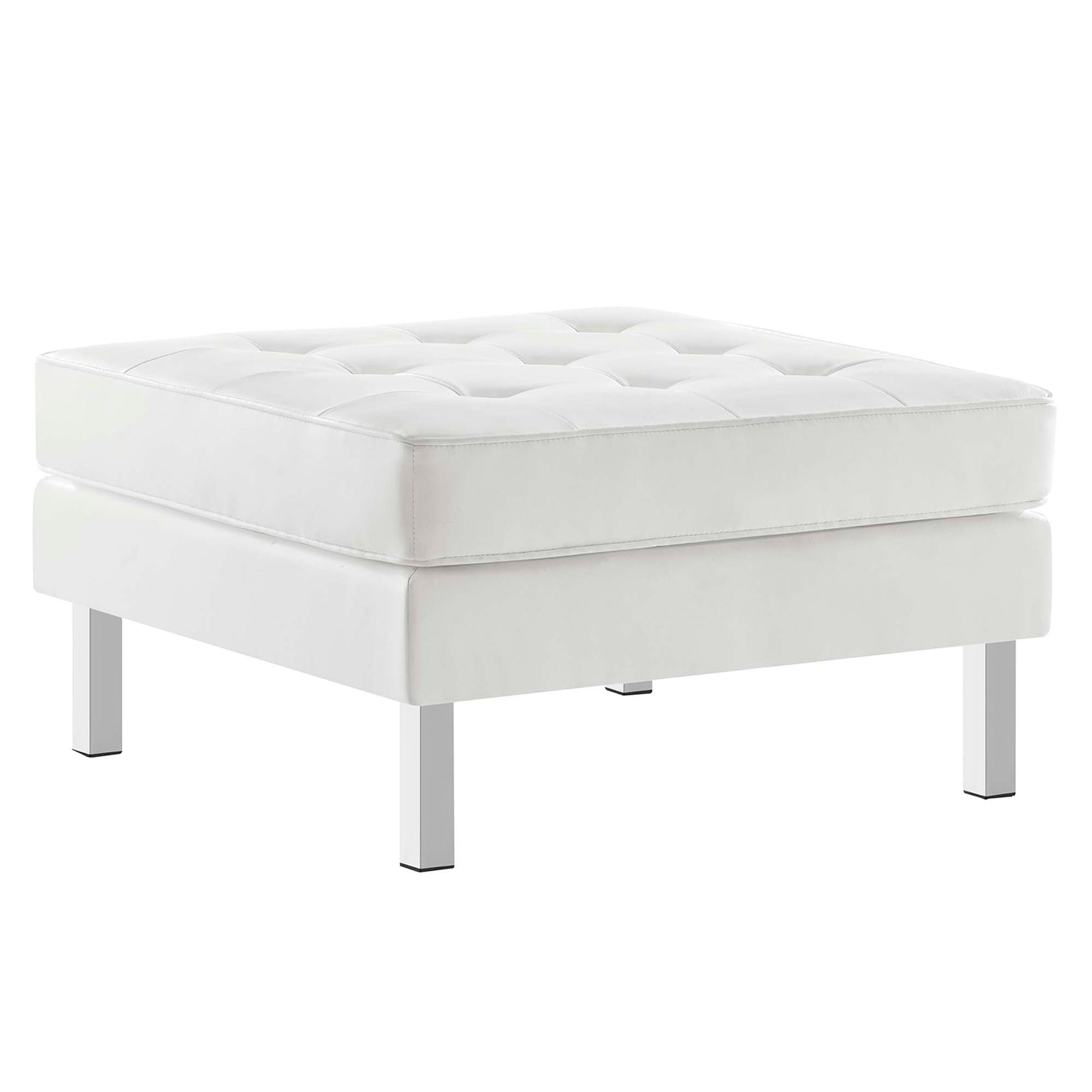 Iona Vegan Leather Armchair and Ottoman Set –  Silver White Denmark Home