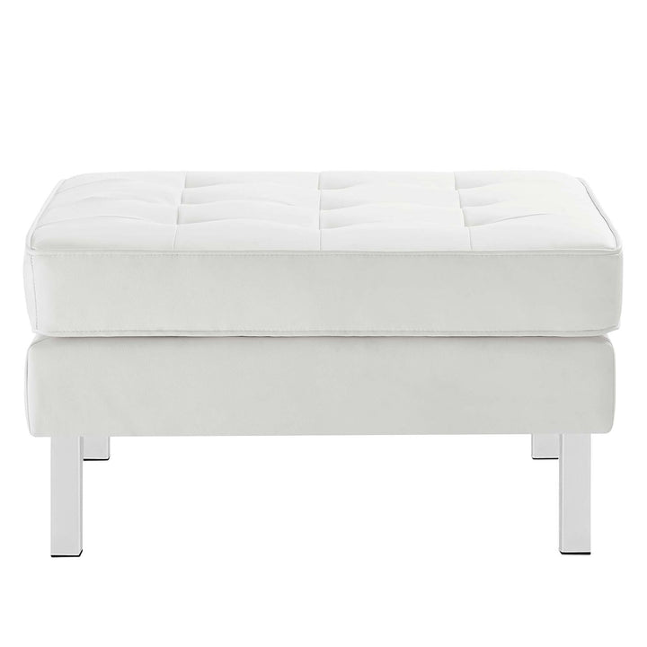 Iona Vegan Leather Armchair and Ottoman Set –  Silver White Denmark Home