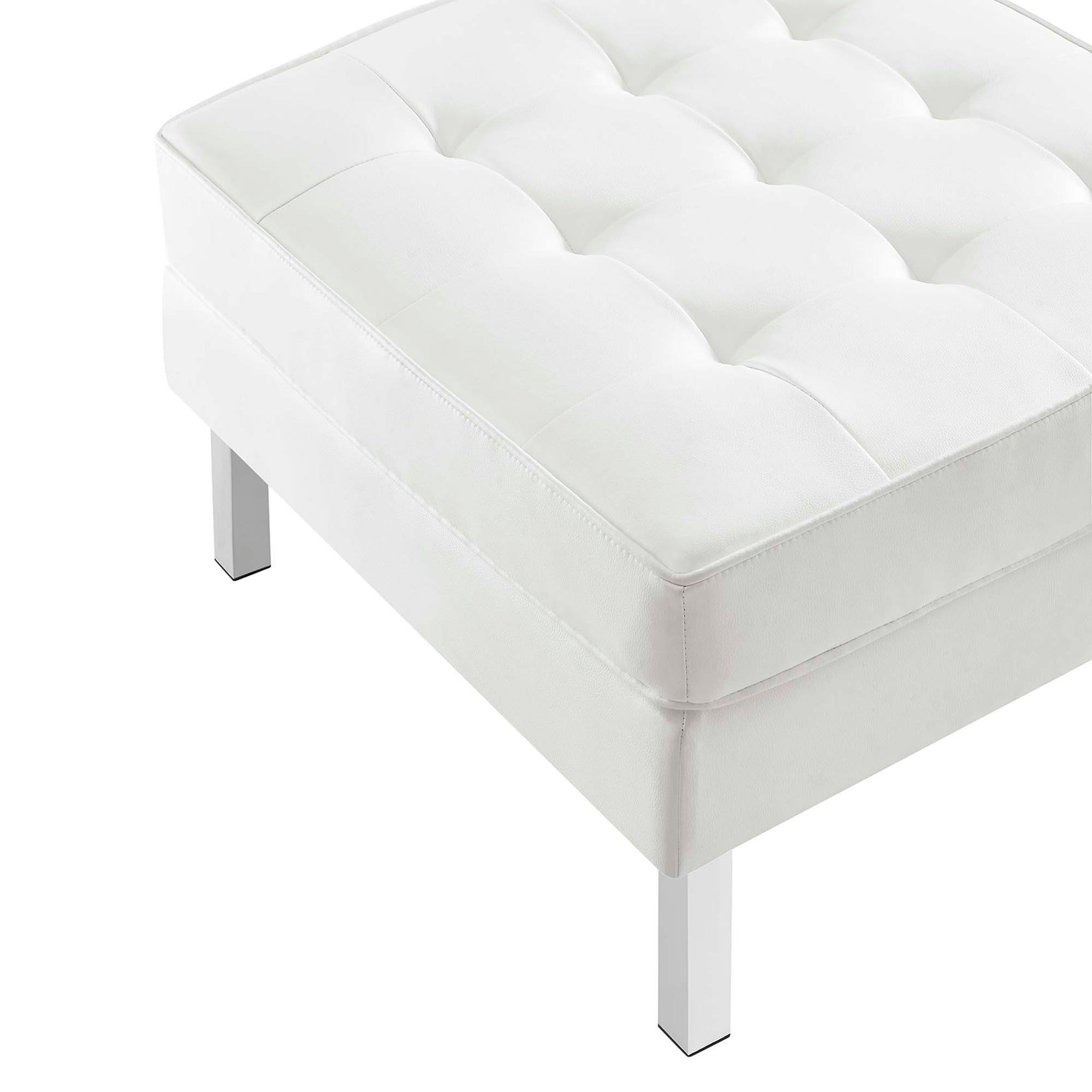 Iona Vegan Leather Armchair and Ottoman Set –  Silver White Denmark Home