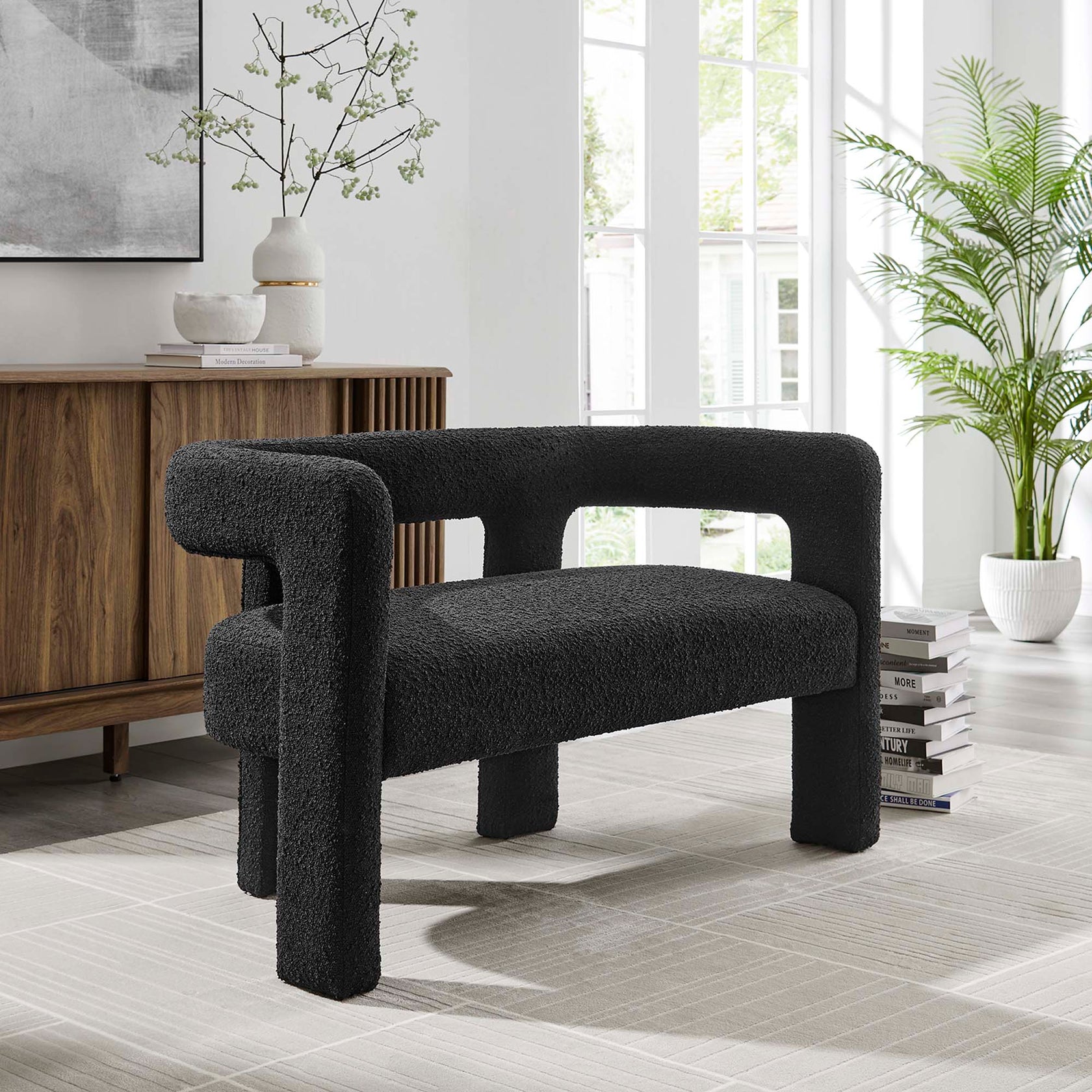 Novara Boucle Loveseat - Black