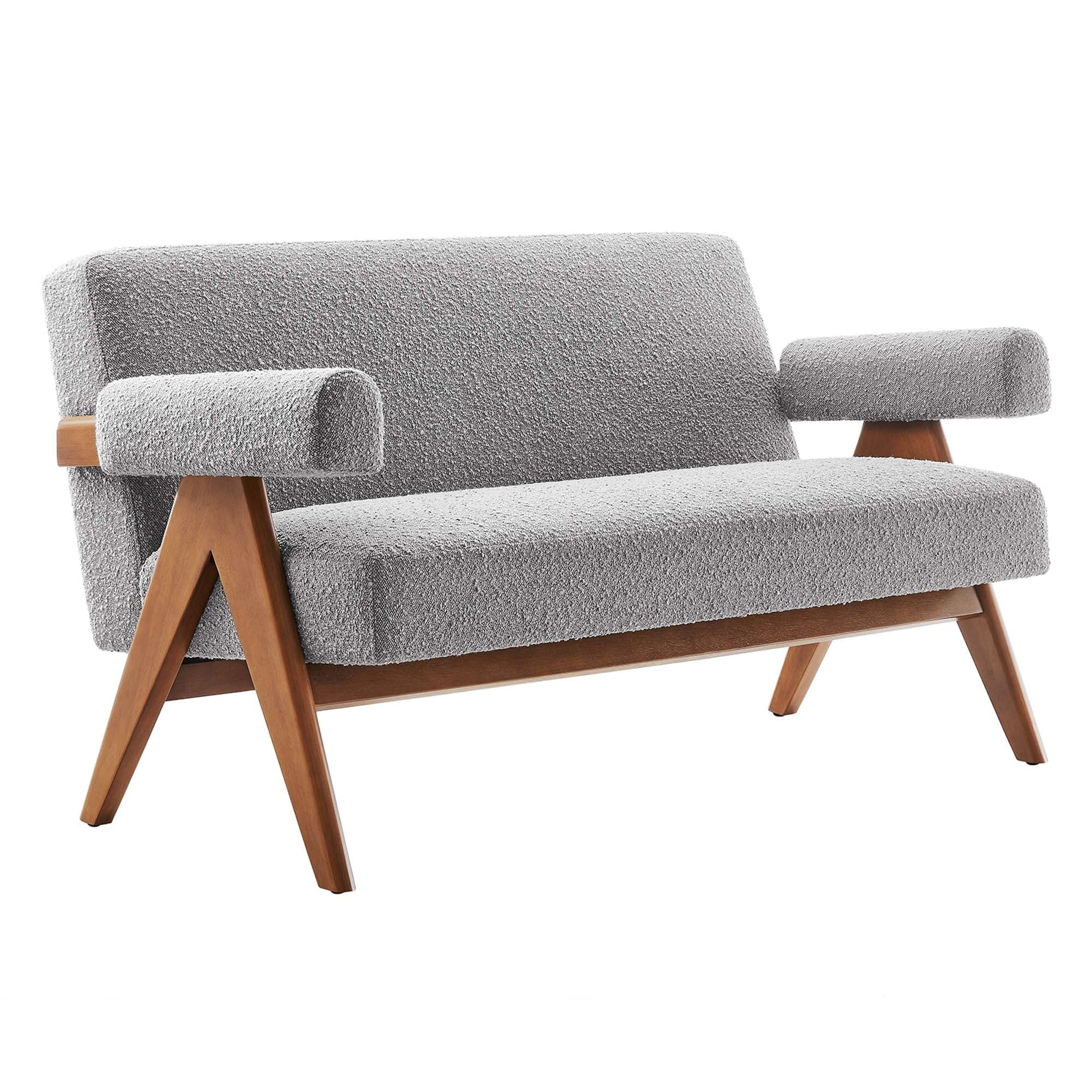 Solvik Boucle Fabric Loveseat - Light Gray