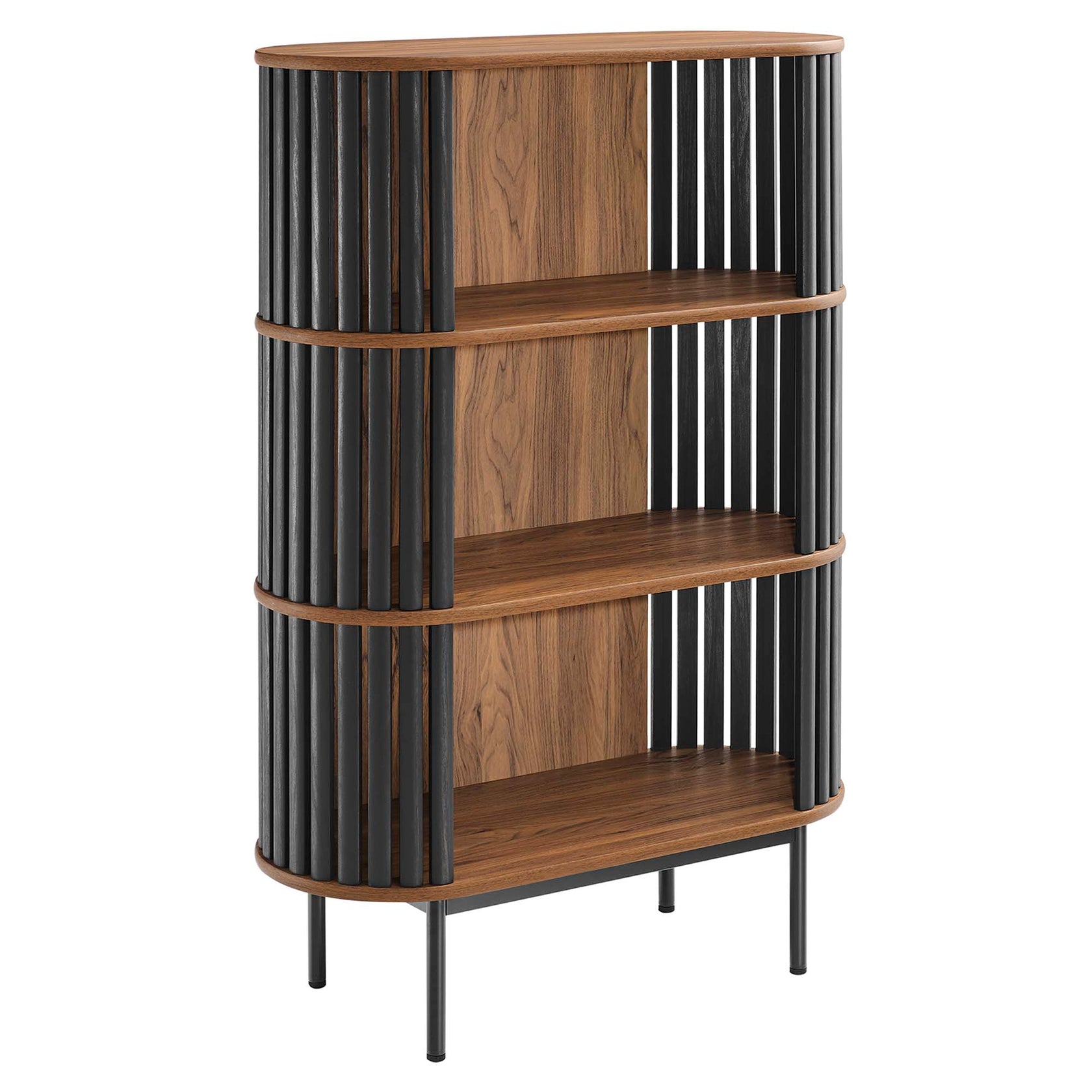 Kavren 3 Tier Display Bookcase - Walnut Black Denmark Home