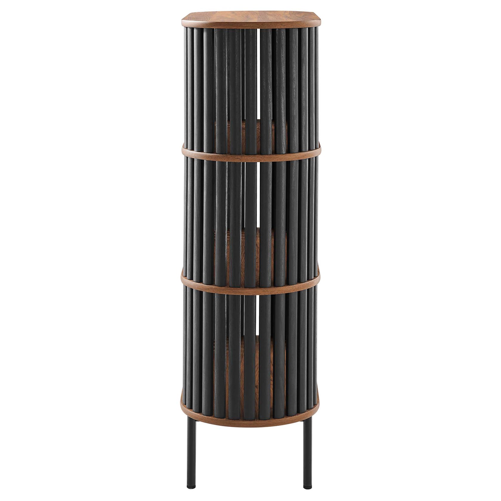 Kavren 3 Tier Display Bookcase - Walnut Black Denmark Home