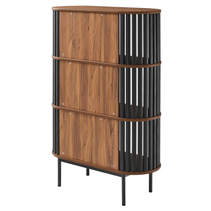 Kavren 3 Tier Display Bookcase - Walnut Black Denmark Home