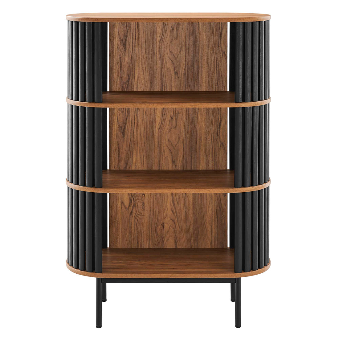 Kavren 3 Tier Display Bookcase - Walnut Black Denmark Home