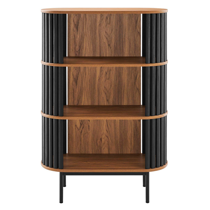 Kavren 3 Tier Display Bookcase - Walnut Black Denmark Home