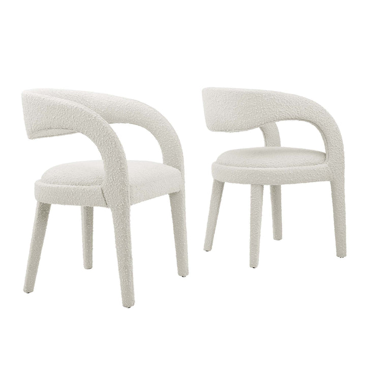 Flat Boucle Upholstered Dining Chair Set - Ivory Denmark Home
