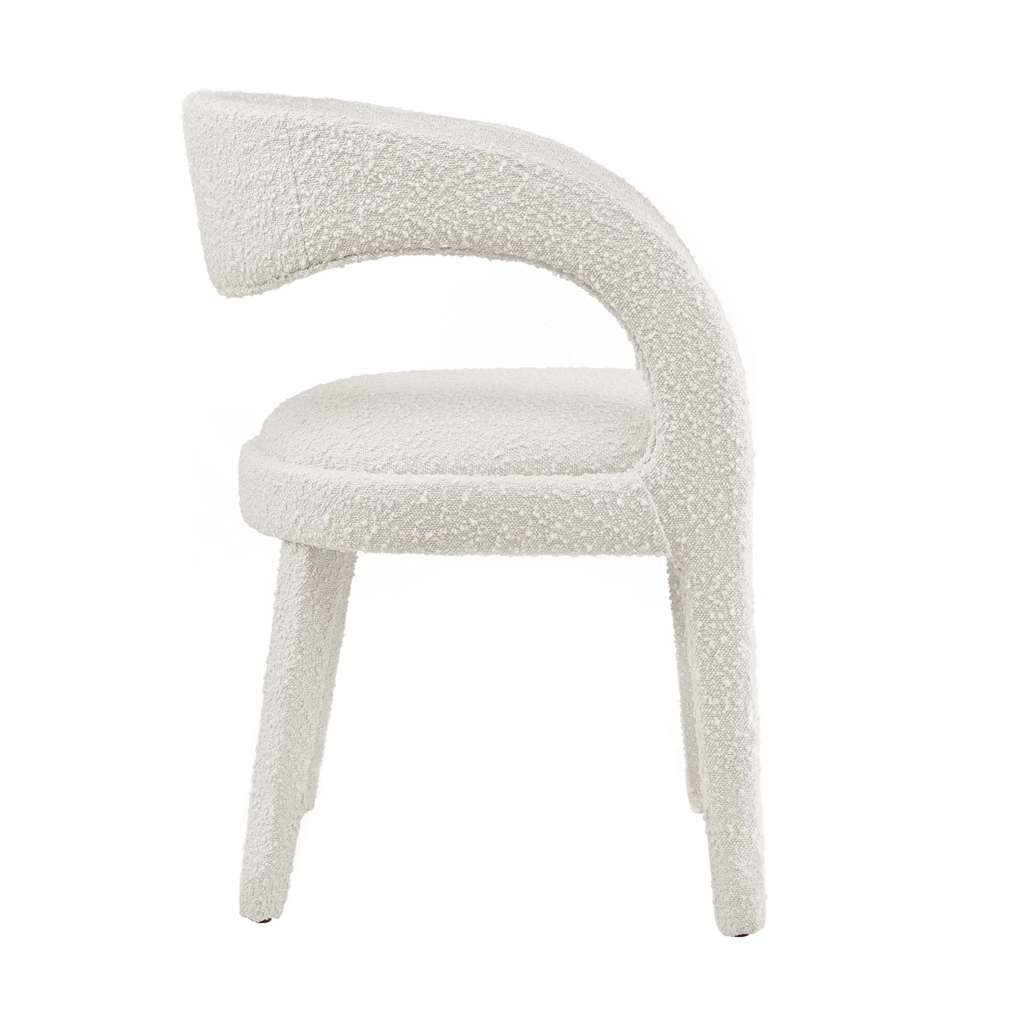 Flat Boucle Upholstered Dining Chair Set - Ivory Denmark Home