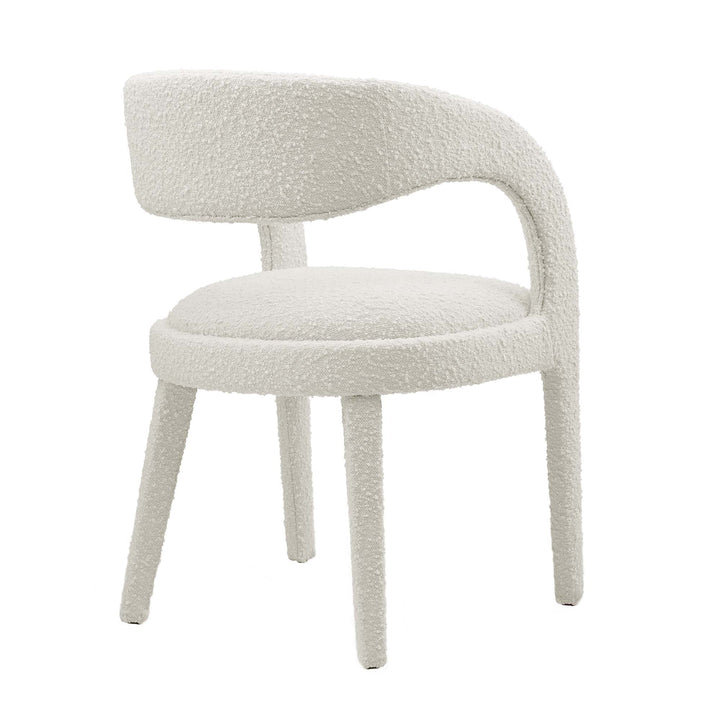 Flat Boucle Upholstered Dining Chair Set - Ivory Denmark Home