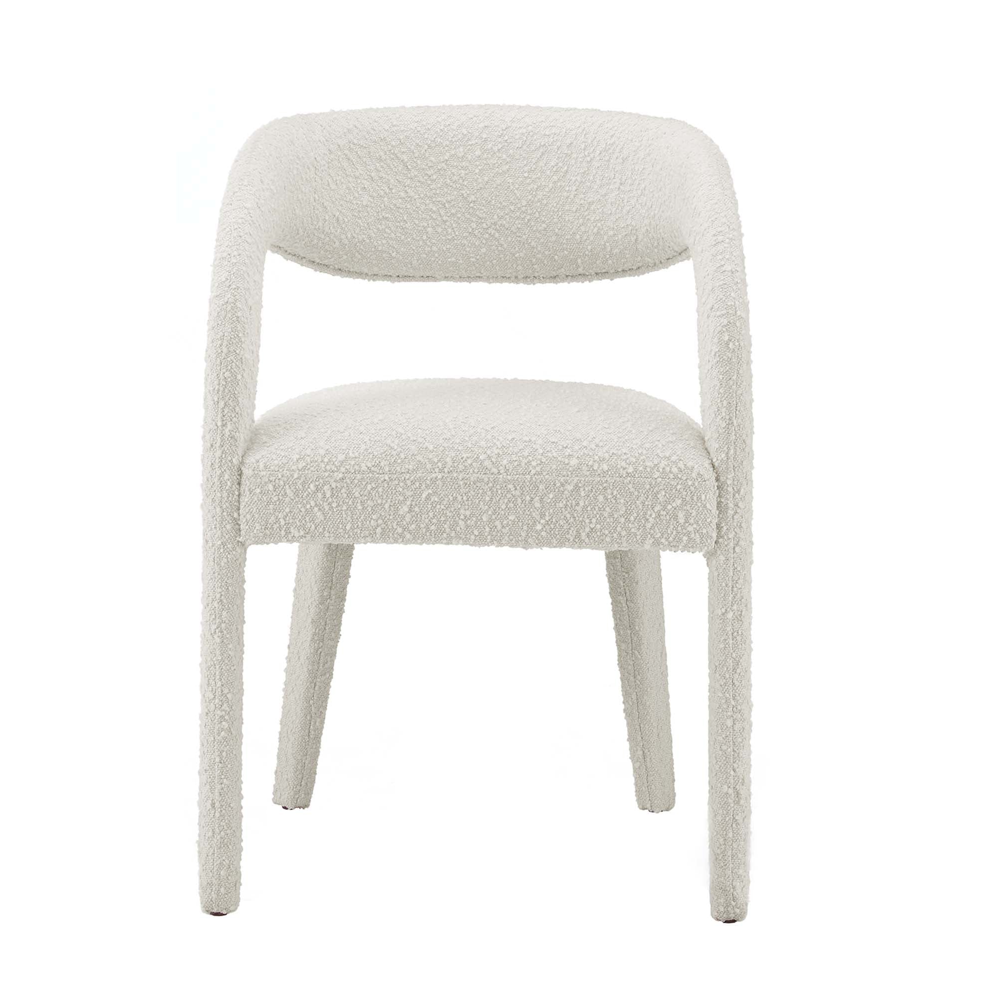 Flat Boucle Upholstered Dining Chair Set - Ivory Denmark Home