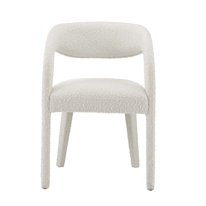 Flat Boucle Upholstered Dining Chair Set - Ivory Denmark Home