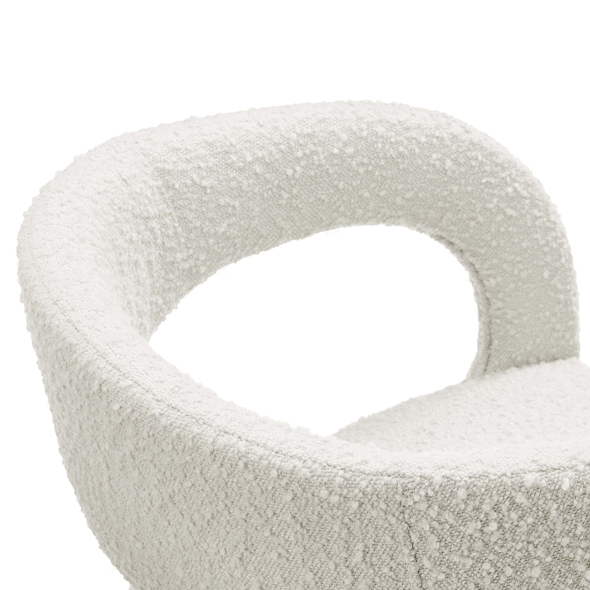 Flat Boucle Upholstered Dining Chair Set - Ivory Denmark Home