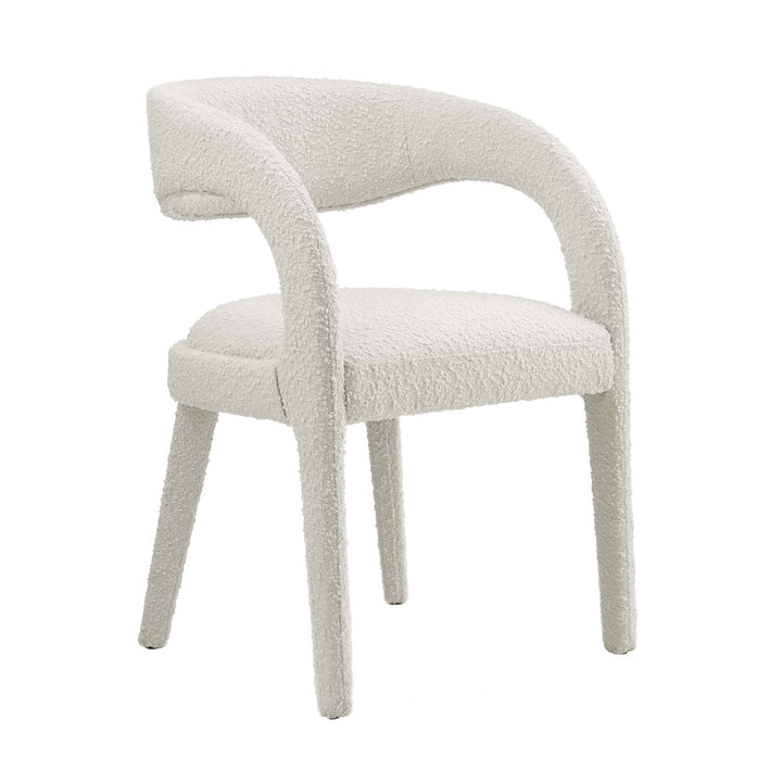 Flat Boucle Upholstered Dining Chair Set - Ivory Denmark Home
