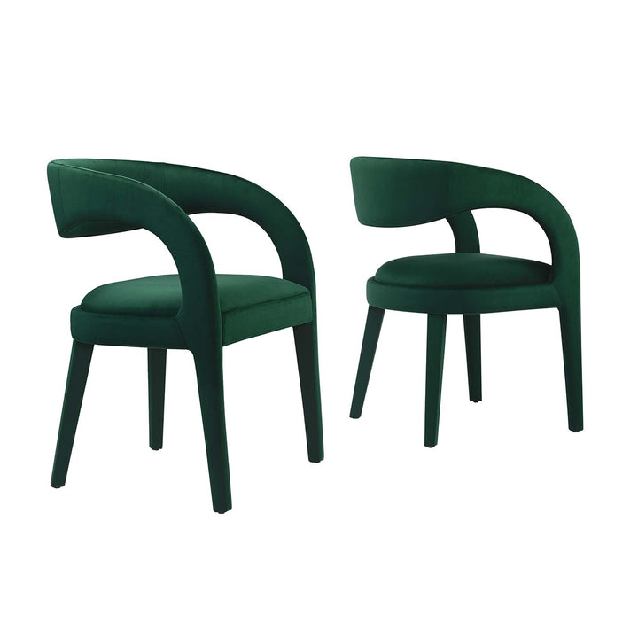 Flat Performance Velvet Dining Chairs - Green Denmark Home
