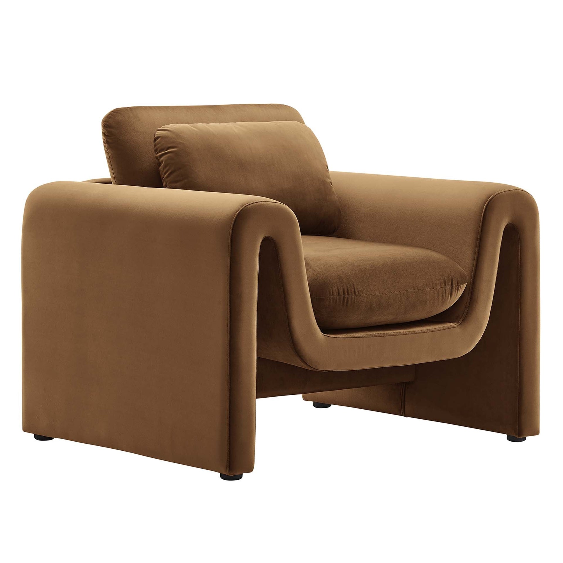 Stone Performance Velvet Accent Armchair – Brown Denmark Home