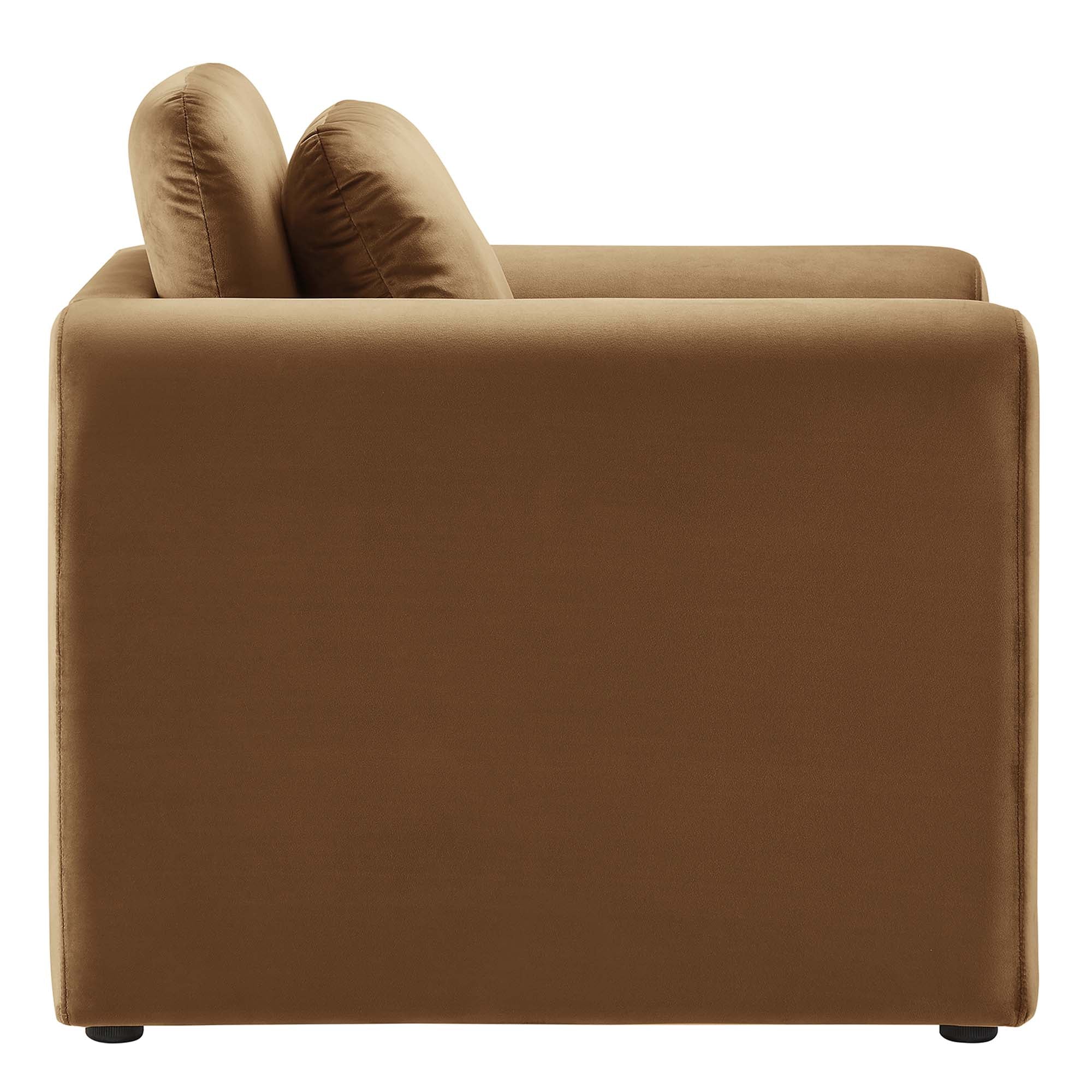 Stone Performance Velvet Accent Armchair – Brown Denmark Home