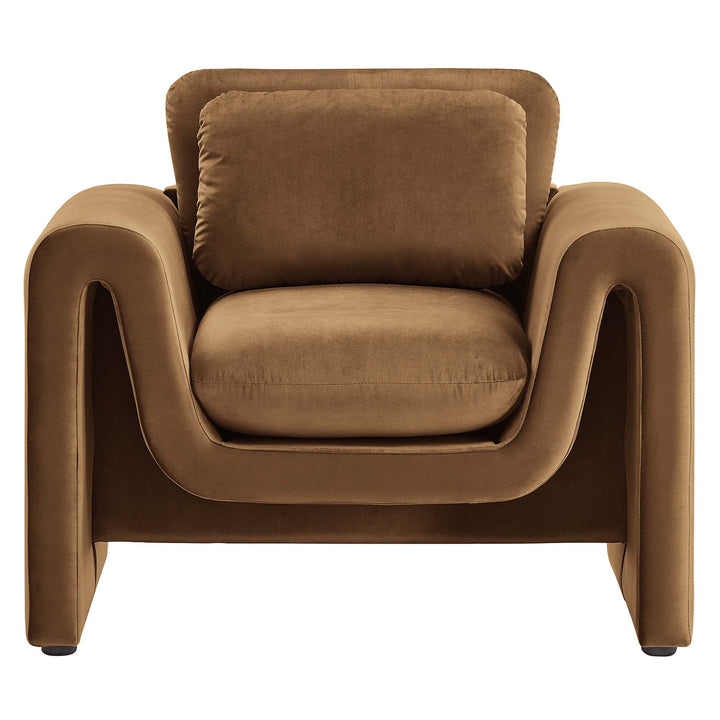 Stone Performance Velvet Accent Armchair – Brown Denmark Home