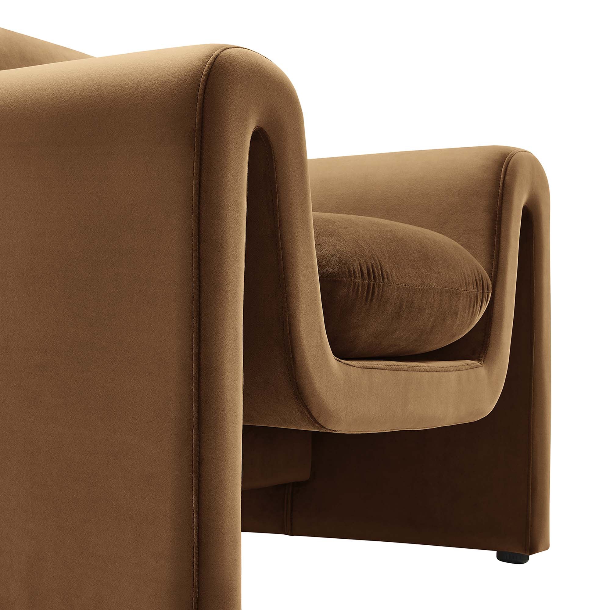 Stone Performance Velvet Accent Armchair – Brown Denmark Home