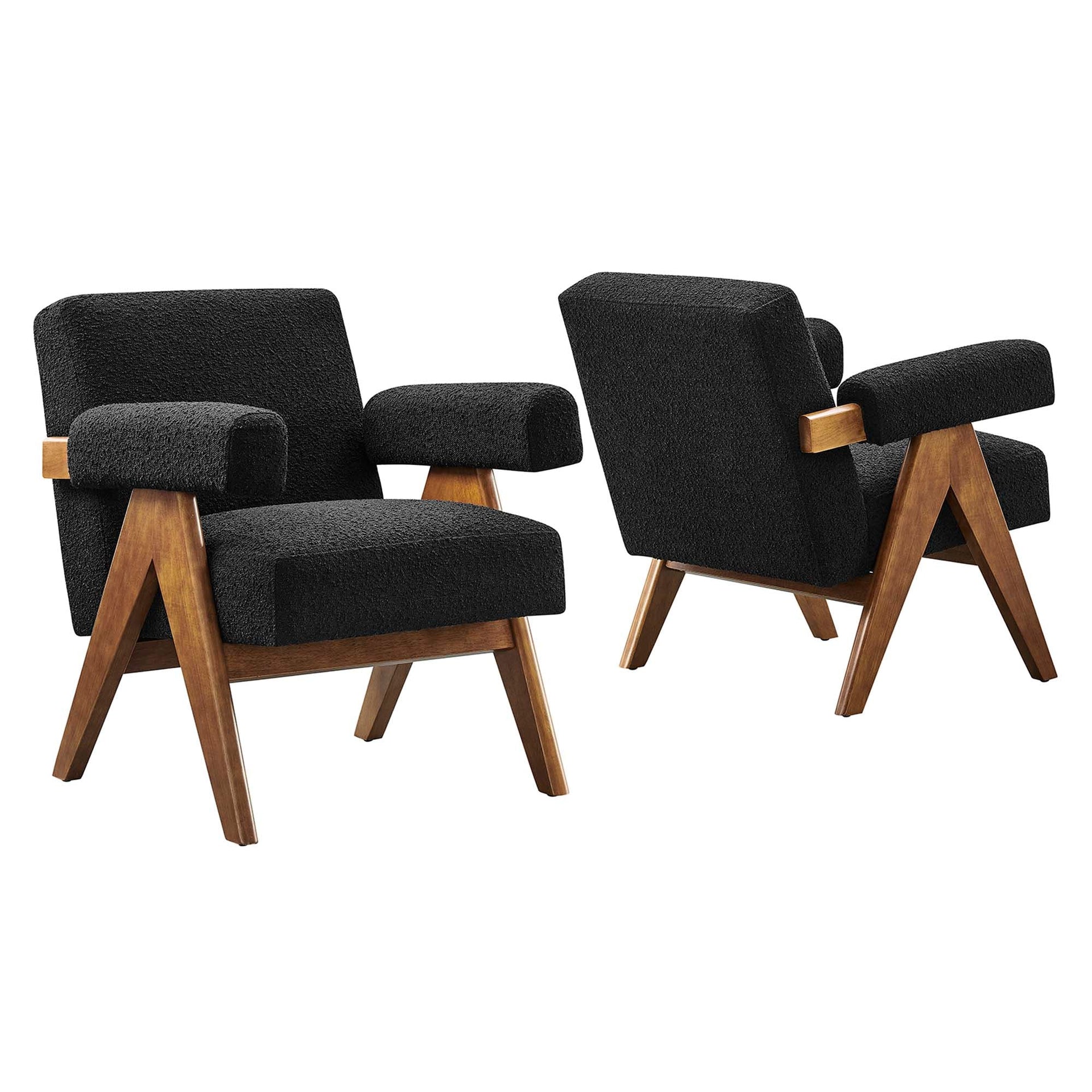 Solvik Boucle Armchair Set of 2 - Black Denmark Home